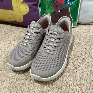 Skechers GOwalk  Light Gray Mesh Slip On Sneakers
